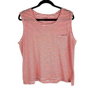Madewell Sleeveless Top Red and White Striped Muscle Tee T-Shirt Cotton Size L